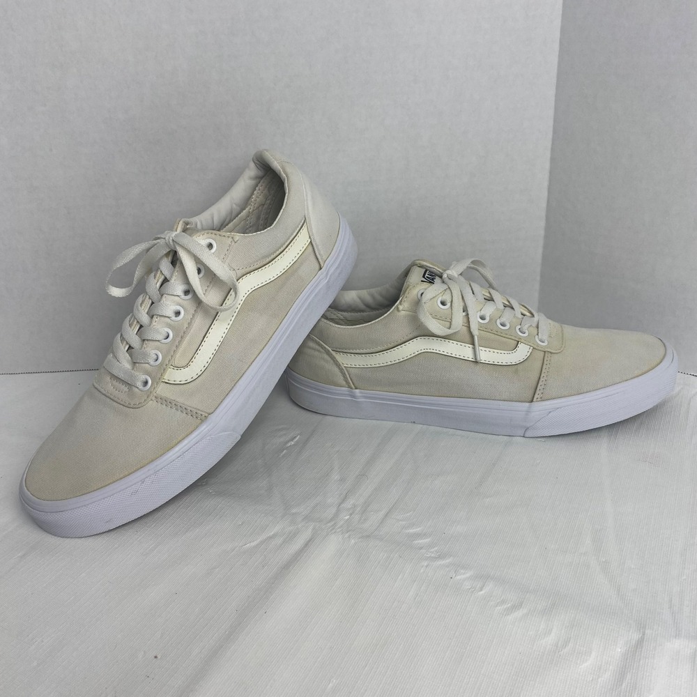 Vans Ward Low Top Sneakers Mens 10.5 Cream White Canvas Skate Shoes VN0A38DM6BT